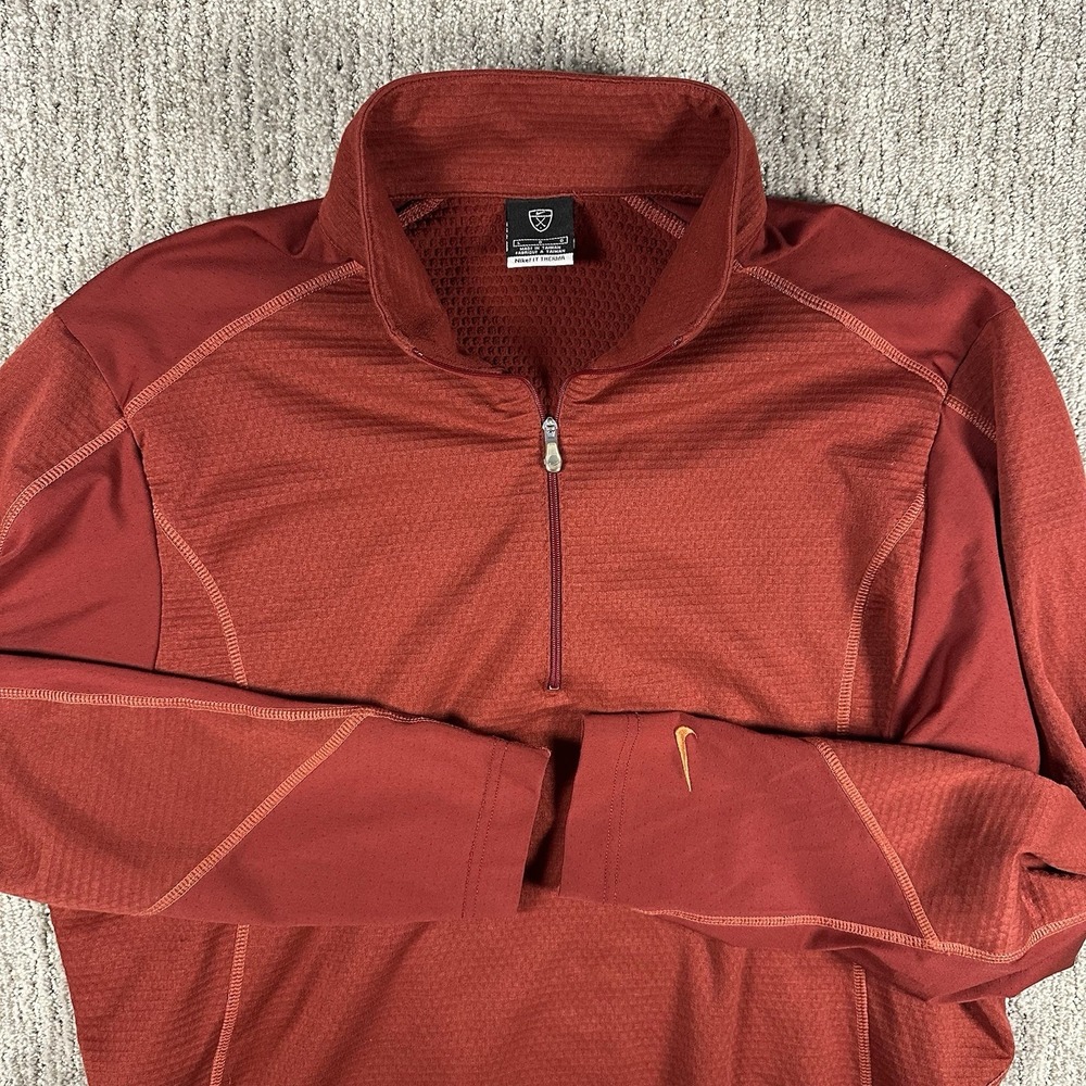Nike Golf Fit Therma 1/4 Zip Warm Fleece Pullover Red Men's Size Large